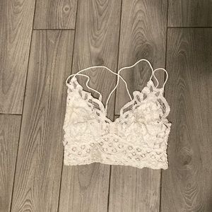 Free People White Lace Crop Top